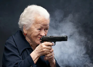 High Quality Grandma with a gun Blank Meme Template