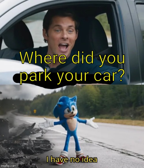 Every. Single. Time. | Where did you park your car? | image tagged in sonic i have no idea,park,car,dude wheres my car | made w/ Imgflip meme maker