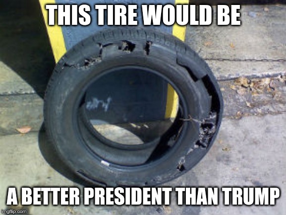 A BETTER President | THIS TIRE WOULD BE; A BETTER PRESIDENT THAN TRUMP | image tagged in trump,gop,republican,fear,greed,loser | made w/ Imgflip meme maker