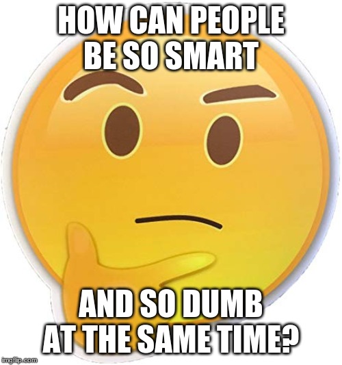 the thinker | HOW CAN PEOPLE BE SO SMART; AND SO DUMB AT THE SAME TIME? | image tagged in deep thoughts | made w/ Imgflip meme maker