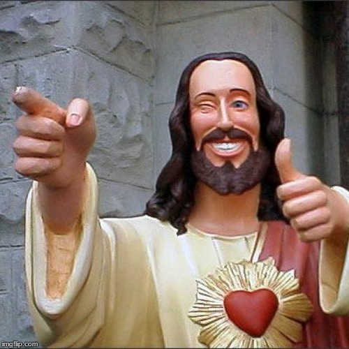 when someone says that they love/watch stranger things | image tagged in memes,buddy christ | made w/ Imgflip meme maker