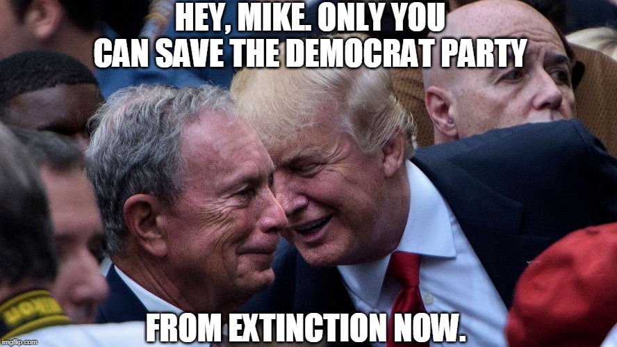 I Like Mike! | HEY, MIKE. ONLY YOU CAN SAVE THE DEMOCRAT PARTY; FROM EXTINCTION NOW. | image tagged in donald trump approves,michael bloomberg,bloomberg,mike bloomberg,bloomberg for president,election 2020 | made w/ Imgflip meme maker