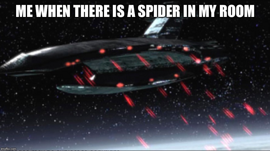Orbital bombardment | ME WHEN THERE IS A SPIDER IN MY ROOM | image tagged in stop reading the tags | made w/ Imgflip meme maker