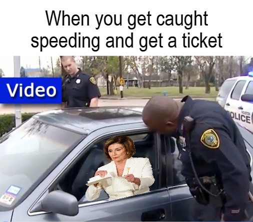 Nancy Pelosi Tearing Up Speeding Ticket Blank Meme Template