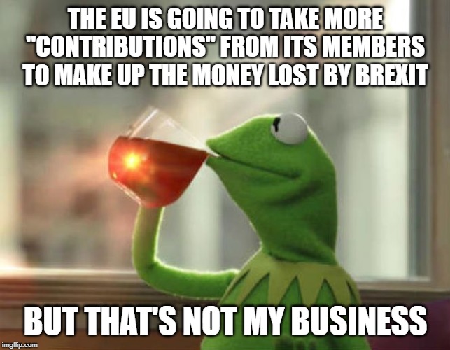 But That's None Of My Business (Neutral) | THE EU IS GOING TO TAKE MORE "CONTRIBUTIONS" FROM ITS MEMBERS TO MAKE UP THE MONEY LOST BY BREXIT; BUT THAT'S NOT MY BUSINESS | image tagged in memes,but thats none of my business neutral | made w/ Imgflip meme maker