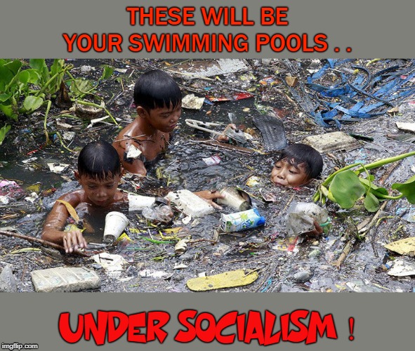 VOTE CAREFULLY KIDDIES! | THESE WILL BE YOUR SWIMMING POOLS . . UNDER SOCIALISM ! | image tagged in democratic socialism,swimming pool,vote,the future is now old man | made w/ Imgflip meme maker
