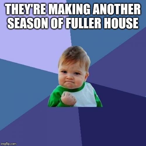 Success Kid Meme | THEY'RE MAKING ANOTHER SEASON OF FULLER HOUSE | image tagged in memes,success kid | made w/ Imgflip meme maker