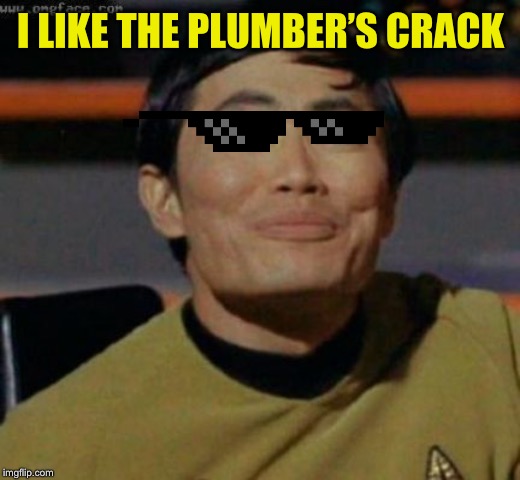 sulu | I LIKE THE PLUMBER’S CRACK | image tagged in sulu | made w/ Imgflip meme maker