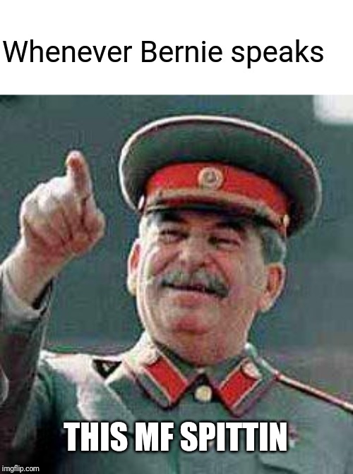 Stalin likes Bernie | Whenever Bernie speaks; THIS MF SPITTIN | image tagged in memes,stalin,joseph stalin,bernie,bernie sanders,this mf spittin | made w/ Imgflip meme maker