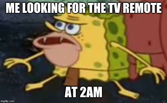 Spongegar | ME LOOKING FOR THE TV REMOTE; AT 2AM | image tagged in memes,spongegar | made w/ Imgflip meme maker