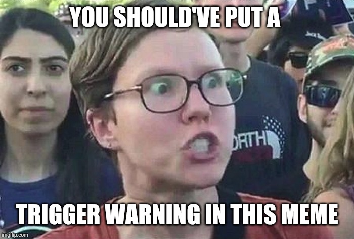 Triggered Liberal | YOU SHOULD'VE PUT A TRIGGER WARNING IN THIS MEME | image tagged in triggered liberal | made w/ Imgflip meme maker