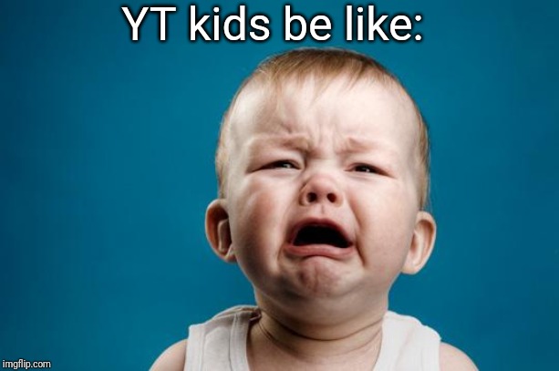 BABY CRYING | YT kids be like: | image tagged in baby crying | made w/ Imgflip meme maker
