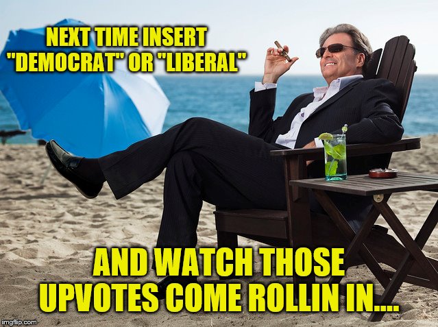 NEXT TIME INSERT "DEMOCRAT" OR "LIBERAL" AND WATCH THOSE UPVOTES COME ROLLIN IN.... | made w/ Imgflip meme maker