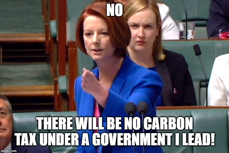 That was one hundred per cent rubbish! | NO; THERE WILL BE NO CARBON TAX UNDER A GOVERNMENT I LEAD! | image tagged in julia gillard speech,liberal hypocrisy,hypocrite,liar,australia,politics | made w/ Imgflip meme maker