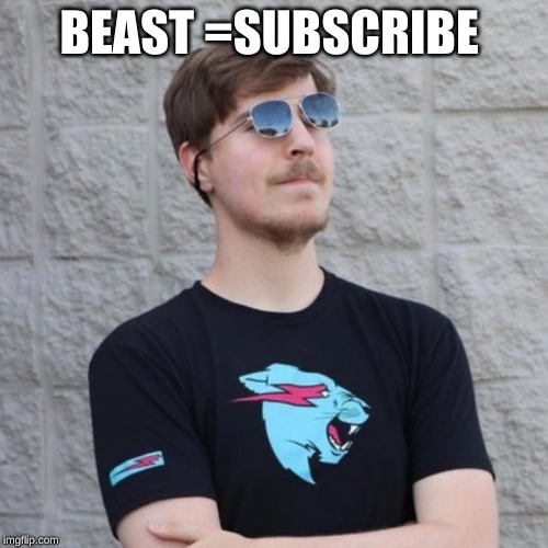 Mr. Beast | BEAST =SUBSCRIBE | image tagged in mr beast | made w/ Imgflip meme maker