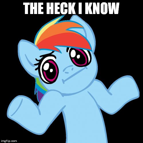 Pony Shrugs Meme | THE HECK I KNOW | image tagged in memes,pony shrugs | made w/ Imgflip meme maker