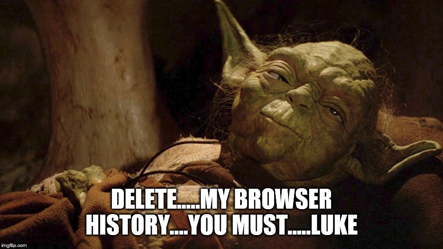 Yoda tired dying | DELETE.....MY BROWSER HISTORY....YOU MUST.....LUKE | image tagged in yoda tired dying | made w/ Imgflip meme maker