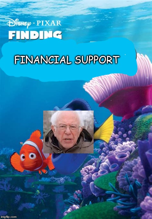 FINANCIAL SUPPORT | image tagged in bernie sanders | made w/ Imgflip meme maker