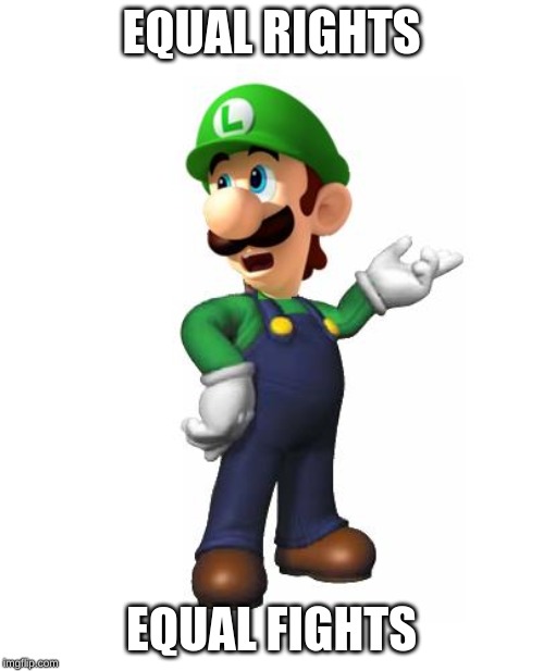 Logic Luigi | EQUAL RIGHTS EQUAL FIGHTS | image tagged in logic luigi | made w/ Imgflip meme maker