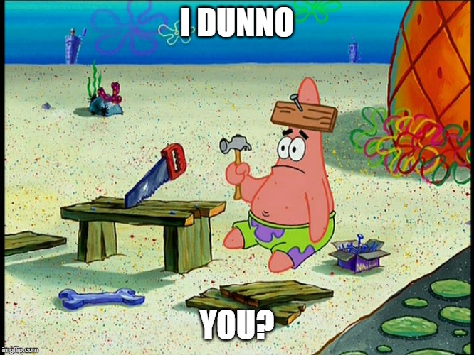 Stupid Patrick | I DUNNO YOU? | image tagged in stupid patrick | made w/ Imgflip meme maker