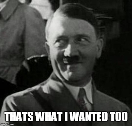 Hitler laugh  | THATS WHAT I WANTED TOO | image tagged in hitler laugh | made w/ Imgflip meme maker