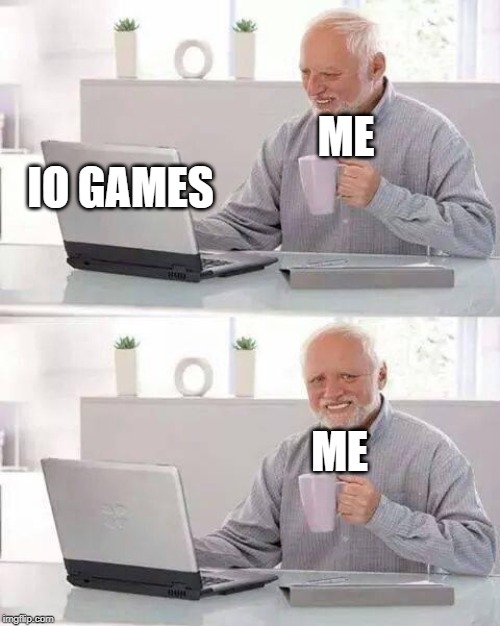 Hide the Pain Harold Meme | ME; IO GAMES; ME | image tagged in memes,hide the pain harold | made w/ Imgflip meme maker