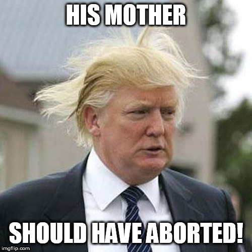 Donald Trump | HIS MOTHER; SHOULD HAVE ABORTED! | image tagged in donald trump | made w/ Imgflip meme maker