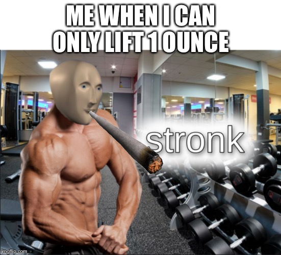 stronks | ME WHEN I CAN ONLY LIFT 1 OUNCE | image tagged in stronks | made w/ Imgflip meme maker