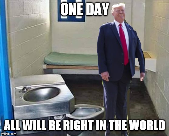 Prison Cell Don | ONE DAY; ALL WILL BE RIGHT IN THE WORLD | image tagged in prison cell don | made w/ Imgflip meme maker