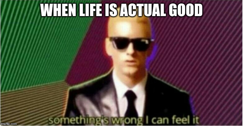 Rap God - Something's Wrong |  WHEN LIFE IS ACTUAL GOOD | image tagged in rap god - something's wrong | made w/ Imgflip meme maker