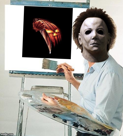 "Michael Ross" | image tagged in bob ross,michael myers,halloween,memes | made w/ Imgflip meme maker