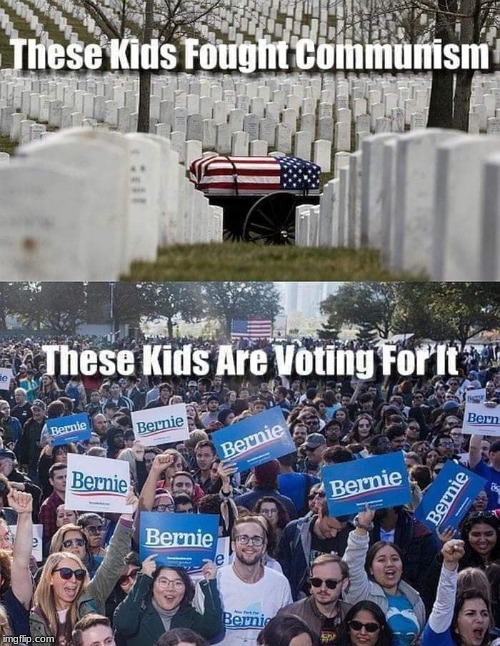 This should show how successful Progressives have been at turning so many of our nation's youth into indoctrinated Useful Idiots | image tagged in communist bernie,bernie sanders,trump 2020,political,politics | made w/ Imgflip meme maker