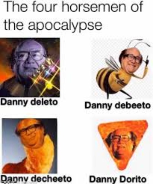 The four horsemen of the apocalypse | image tagged in thanos,bees,cheetos,doritos | made w/ Imgflip meme maker