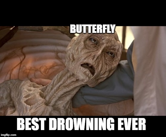 Alien Dying | BEST DROWNING EVER BUTTERFLY | image tagged in alien dying | made w/ Imgflip meme maker