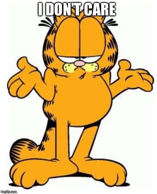 Garfield | I DON’T CARE | image tagged in garfield | made w/ Imgflip meme maker