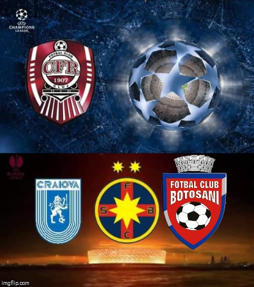 4 Romanian Teams in European Competitions | image tagged in memes,football,soccer,cfr cluj,steaua,fcsb | made w/ Imgflip meme maker