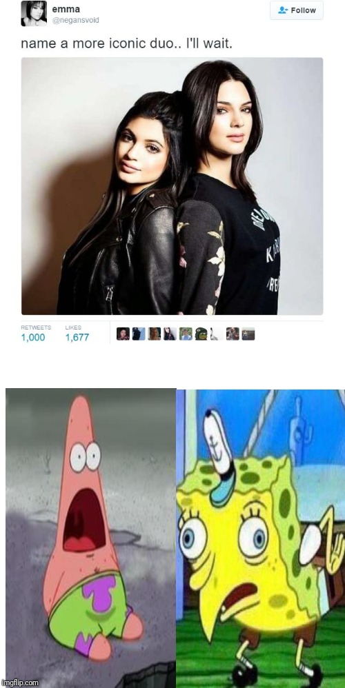 Name a more iconic duo than THIS | image tagged in name a more iconic duo,spongebob,suprised patrick,spongebob squarepants,gifs,memes | made w/ Imgflip meme maker