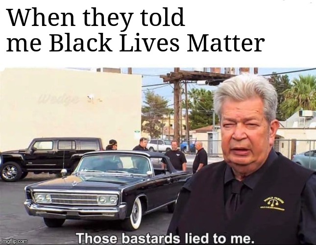 Those bastards lied to me | When they told me Black Lives Matter | image tagged in those bastards lied to me | made w/ Imgflip meme maker