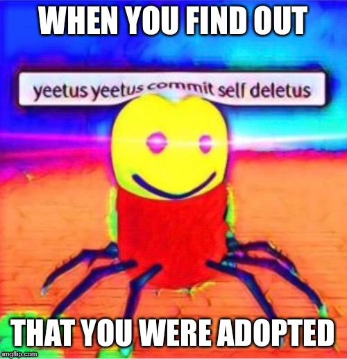 WHEN YOU FIND OUT; THAT YOU WERE ADOPTED | image tagged in funny memes | made w/ Imgflip meme maker