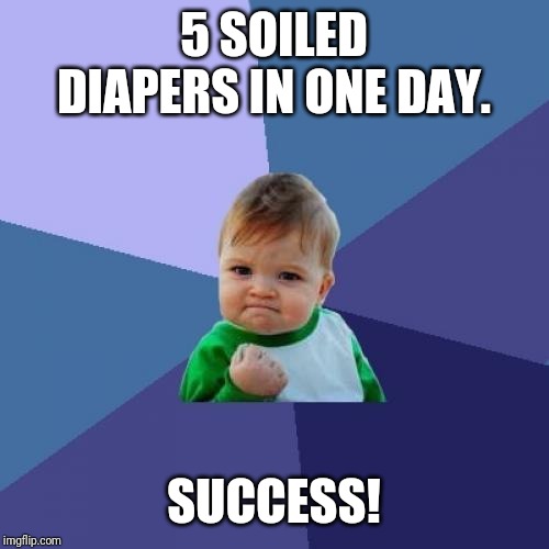 Success Kid Meme | 5 SOILED DIAPERS IN ONE DAY. SUCCESS! | image tagged in memes,success kid | made w/ Imgflip meme maker