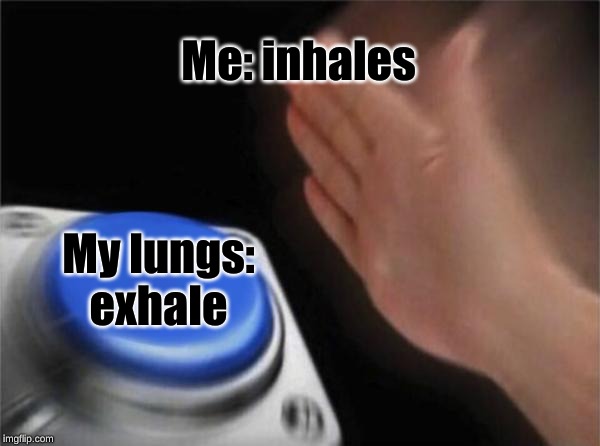 Blank Nut Button Meme | Me: inhales; My lungs: exhale | image tagged in memes,blank nut button | made w/ Imgflip meme maker