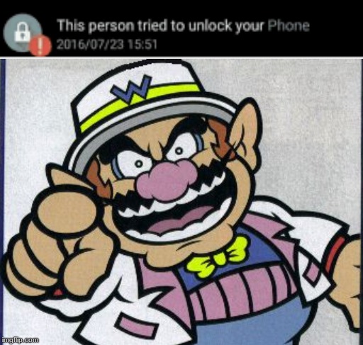 This man tried to hack me!!!!!1!1!!!!!!!!!!! | image tagged in wario,this person tried to unlock your iphone | made w/ Imgflip meme maker