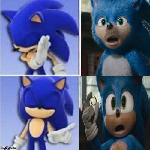 image tagged in sonic the hedgehog,drake hotline bling,funny,movie,new,old | made w/ Imgflip meme maker