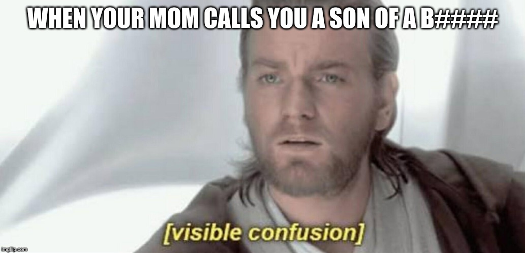 Visible Confusion | WHEN YOUR MOM CALLS YOU A SON OF A B#### | image tagged in visible confusion | made w/ Imgflip meme maker