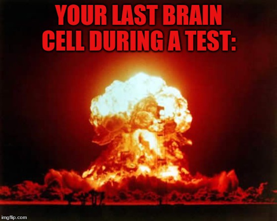 Nuclear Explosion | YOUR LAST BRAIN CELL DURING A TEST: | image tagged in memes,nuclear explosion | made w/ Imgflip meme maker