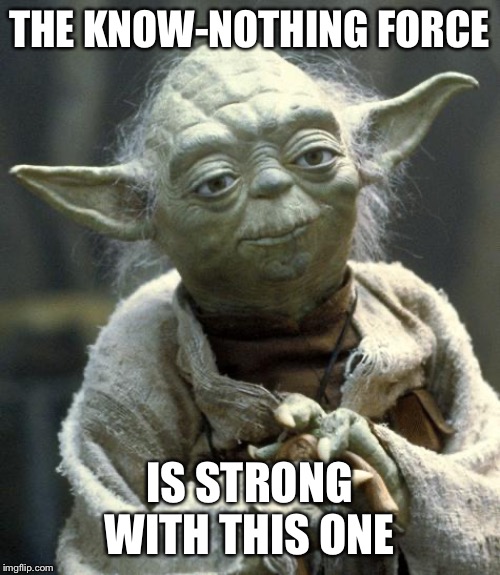 When the dictionary definition and links in general don’t mean anything | THE KNOW-NOTHING FORCE; IS STRONG WITH THIS ONE | image tagged in yoda,cringe worthy,cringe,you know nothing,imgflip trolls,right wing | made w/ Imgflip meme maker