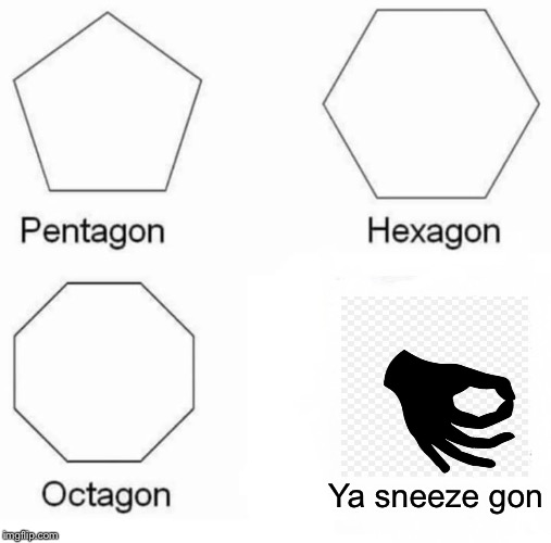 Pentagon Hexagon Octagon Meme | Ya sneeze gon | image tagged in memes,pentagon hexagon octagon | made w/ Imgflip meme maker