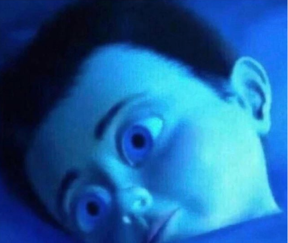 High Quality Monster Inc. Child Scared in Bed Blank Meme Template