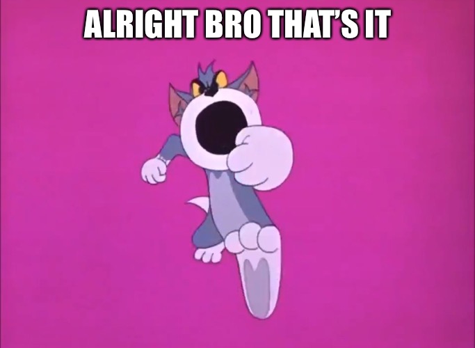 Tom’s Had It | ALRIGHT BRO THAT’S IT | image tagged in tom and jerry | made w/ Imgflip meme maker