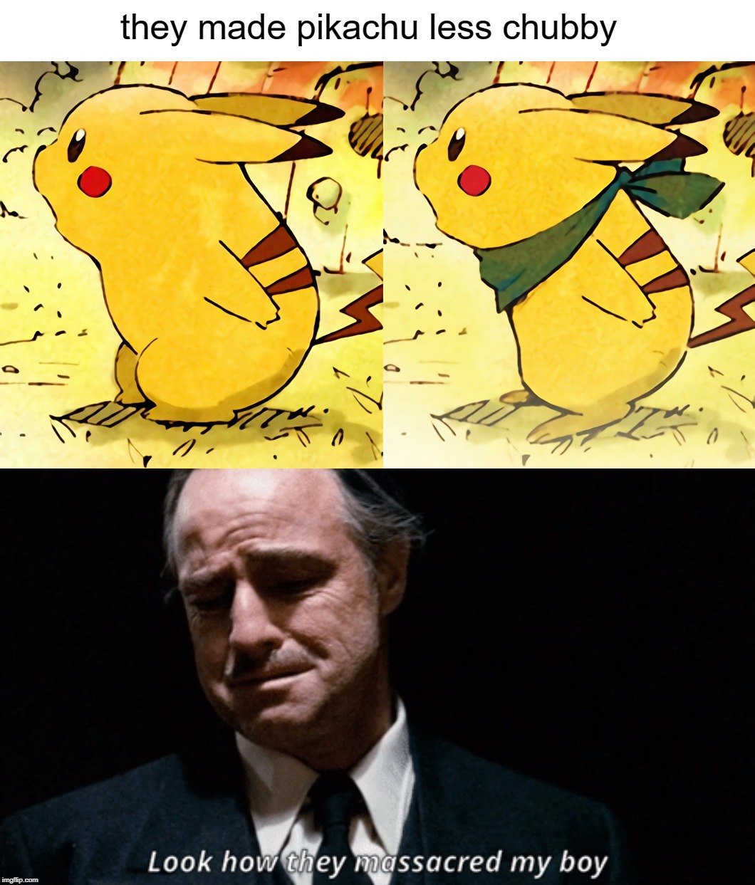 pikafew | they made pikachu less chubby | image tagged in pikachu,pokemon,why,nintendo,video games,gaming | made w/ Imgflip meme maker